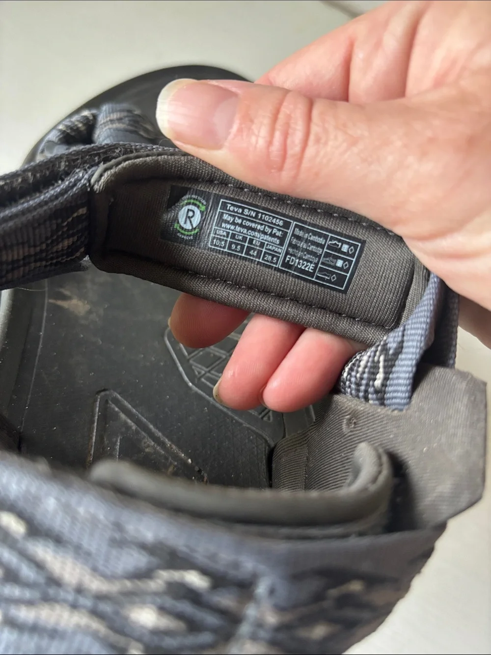 Teva Black Gray Adjustable Strap Sport Sandals